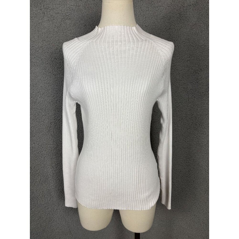 Hooked Up By Lots Women's Ribbed Knit Long Sleeve Sweater White Size Large NWT's